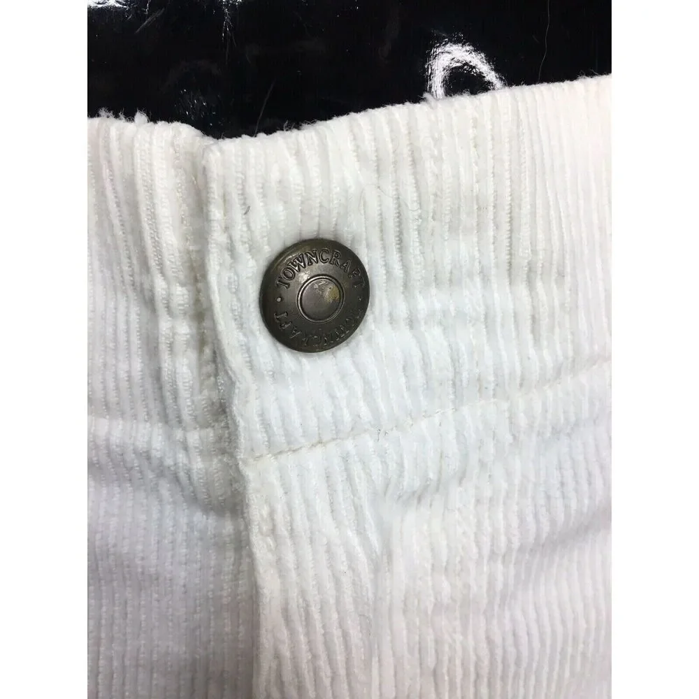 Vintage 80s Towncraft Corduroy Beach Surfer White Board Shorts Men's Size 42 - Picture 8 of 10